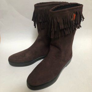 Dav Fringe Rain Boots Brown